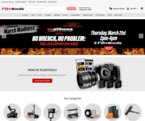 Filmtools.com(Hollywood's Source for Motion Picture and Digital Video Equipment and Supplies) Screenshot