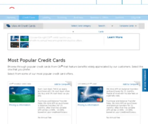 Finance.com(Most Popular Credit Cards) Screenshot