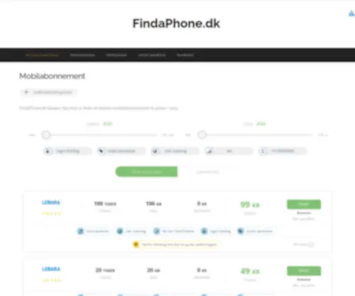 Findaphone.dk(Mobilabonnement) Screenshot