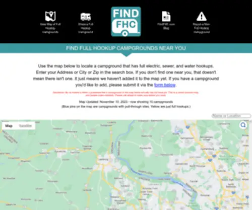 Findfhc.com(Find Full Hookup Campgrounds) Screenshot