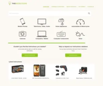 Findinstructions.com(The largest database of consumer electronics instructions and manuals) Screenshot