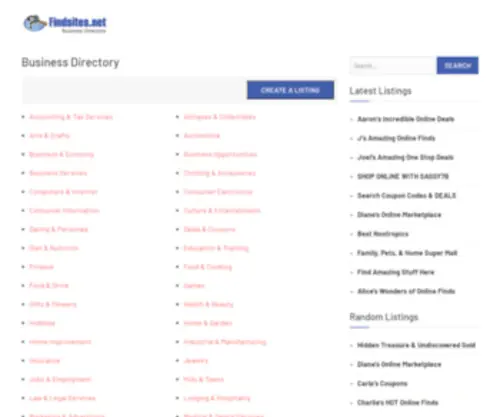 Findsites.net(Findsites Business Directory) Screenshot