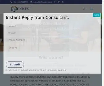 Finecert.com(ISO Certification) Screenshot