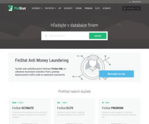Finstat.sk(Online platforma na prácu s dátami o slovenských firmách) Screenshot