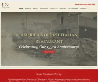 Fior.com(Fine Dining Italian Restaurant in San Francisco) Screenshot
