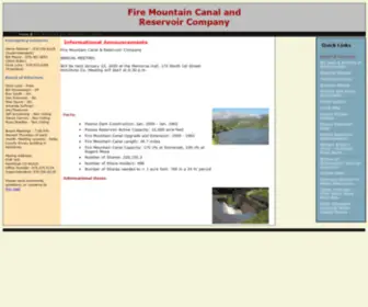 Firemountaincanal.com(Fire Mountain Canal and Reservoir) Screenshot