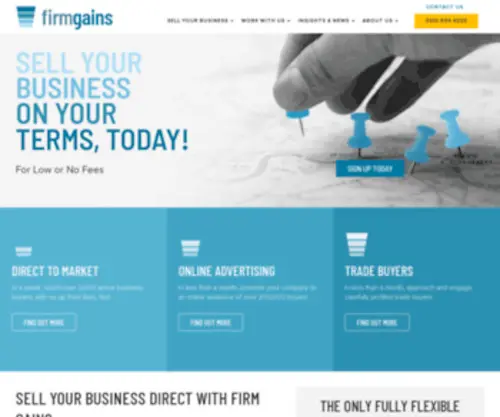 FirmGains.com(Independent Resources and Advice for Business Sellers Selling a Company) Screenshot