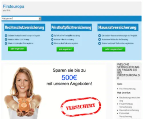Firsteuropa.de(You first Verischerungen vergleichen) Screenshot