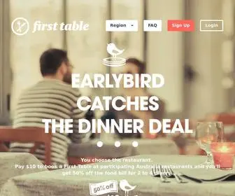 Firsttable.com.au(50% off Restaurant Deals with First Table Australia) Screenshot