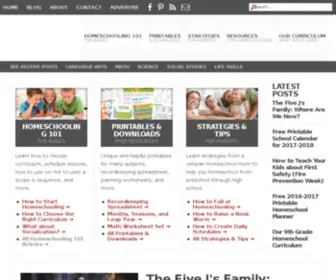 Fivejs.com(Free Homeschooling Resources to Help Parents Raise Lifelong Learners) Screenshot