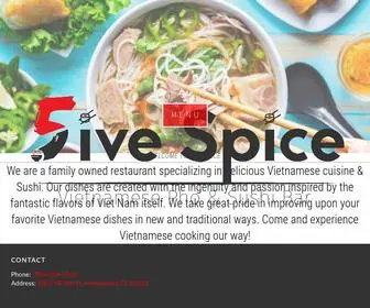 Fivespicehomestead.com(Pho & Sushi Bar) Screenshot