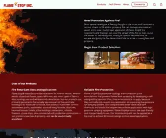 Flamestop.com(Fire Retardant and Flame Retardants and Intumescent Paint spray on applications) Screenshot