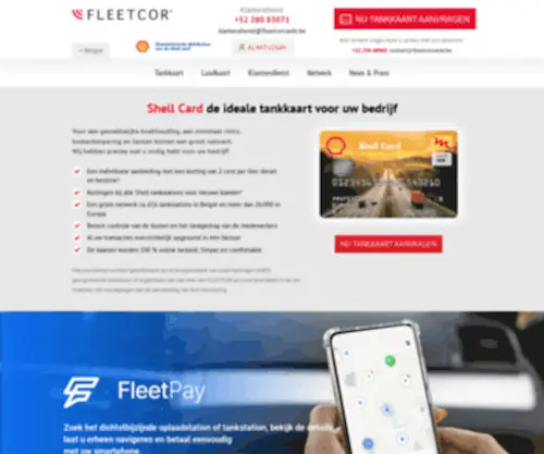 Fleetcorcards.be(Aanbieder tankkaart EuroShell Card in België) Screenshot