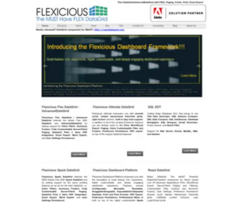 Flexicious.com(Custom Flex DataGrid/Advanced DataGrid Component) Screenshot