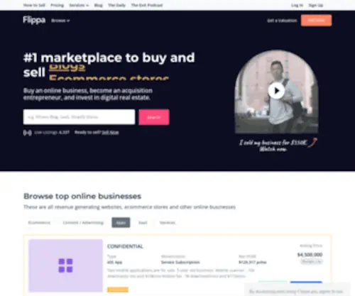 Flippalistings.com(Buy and Sell Online Businesses) Screenshot