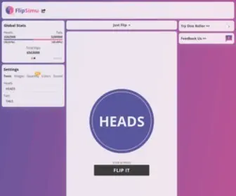 Flipsimu.com(Coin Flip Simulator) Screenshot