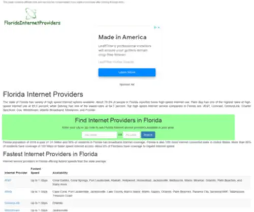 Floridainternetproviders.com(Florida Internet Providers) Screenshot