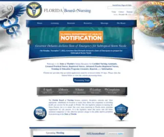 Floridasnursing.gov(Florida Board of Nursing) Screenshot