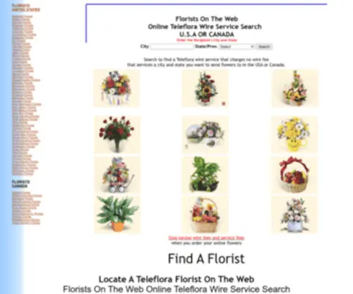 Floristsontheweb.com(Search to find a Teleflora wire service) Screenshot