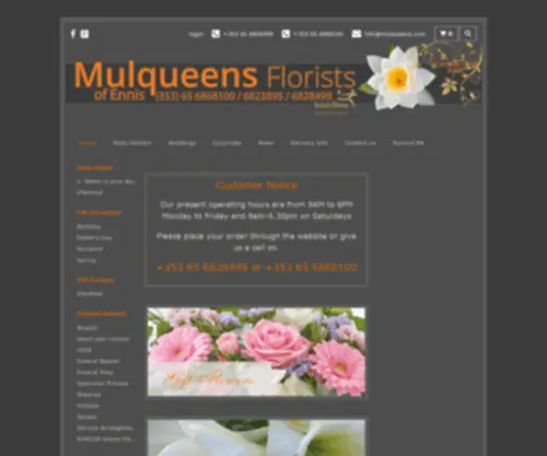 Flowersbymulqueens.com(Mulqueens Florist Ennis personally deliver flowers in County Clare) Screenshot