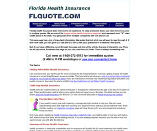 Flquote.com(Florida health insurance) Screenshot