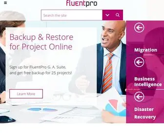 Fluentpro.com(Administration, Migration & Integration Solutions for Microsoft Project Online and Microsoft Project Server) Screenshot