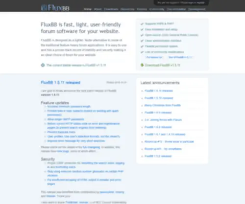 Fluxbb.com(Fast, light, user-friendly PHP forum software) Screenshot