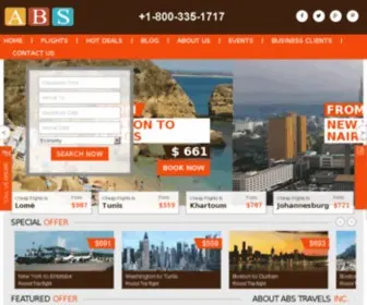 Flyabs.com(Find Cheap Flights to Africa) Screenshot