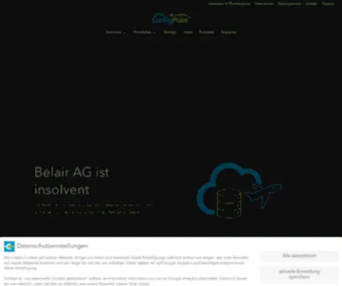 FLybelair.com(Belair AG ist insolvent) Screenshot