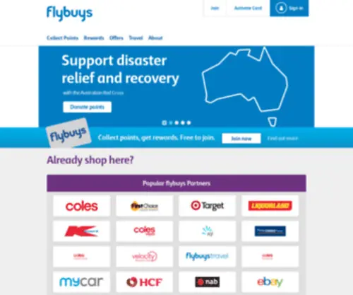 FLybuyseshops.com.au(FlyBuys eStores) Screenshot