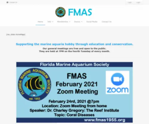 Fmas1955.org(Florida Marine Aquarium Society) Screenshot