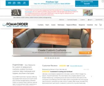 Foamorder.com(Custom Foam Cushions & Mattresses) Screenshot