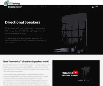 Focusonics.com(Directional speakers delivering a beam of sound) Screenshot