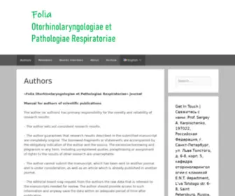 Foliaopr.spb.ru(Folia Othorhinolaryngologiae et Pathologiae Respiratoriae) Screenshot