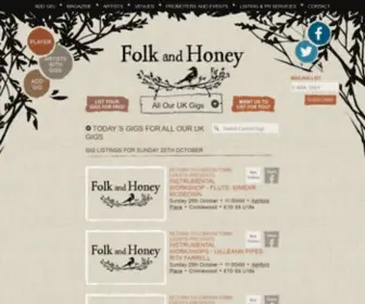 Folkandhoney.co.uk(Folk Music All Our UK Gigs) Screenshot