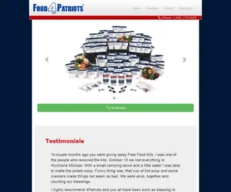 Food4Patriots.com(Survival Food & Solar Power Generators) Screenshot