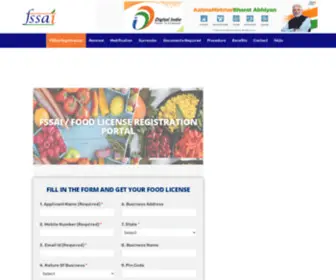 Foodlicensefssaiindiaportal.com(Food License Registration) Screenshot