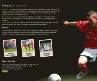 Footballcv.com(Group of websites incorporating football trials and football camps) Screenshot