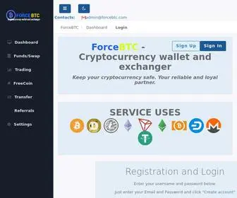 Forcebtc.com(ForceBtc Wallet and Exchange cryptocurrency / Buy Crypto / Accept) Screenshot