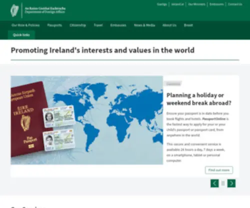 Foreignaffairs.gov.ie(Department of Foreign Affairs) Screenshot