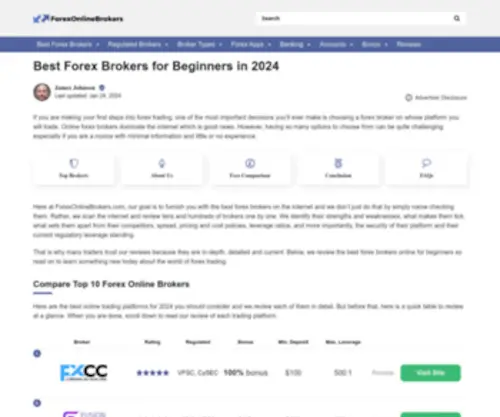 Forexonlinebrokers.com(Best Forex Brokers for BeginnersForex Online Brokers) Screenshot