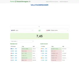 Forexvalutaomregner.dk(Pengekonverter & Valutakurser) Screenshot