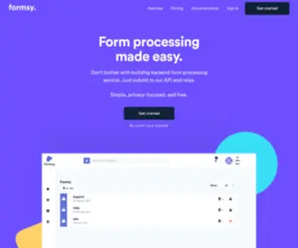 Formsy.io(Form processing made easy) Screenshot