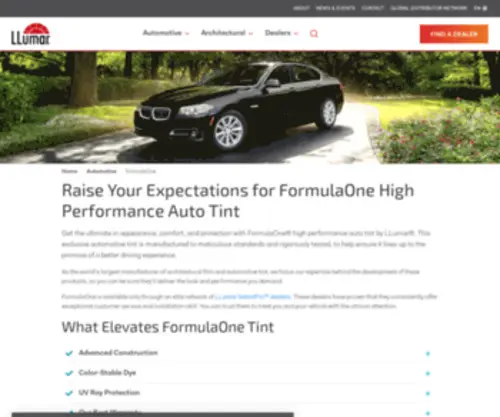 Formulaone.com(FormulaOne high performance auto tint by LLumar) Screenshot