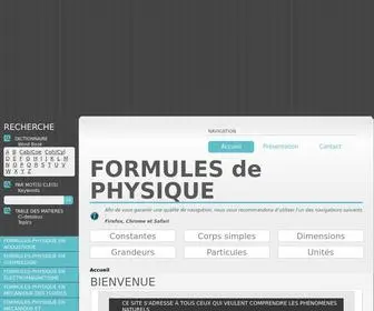 Formules-PHysique.com(Ce site s'adresse à tous ceux qui veulent comprendre les phénomènes naturels) Screenshot