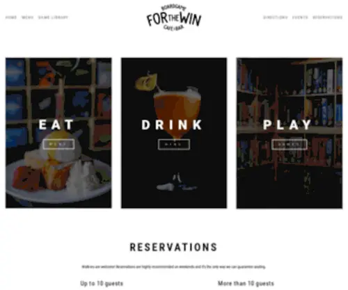 Forthewincafe.com(For The Win Board Game Cafe & Bar) Screenshot