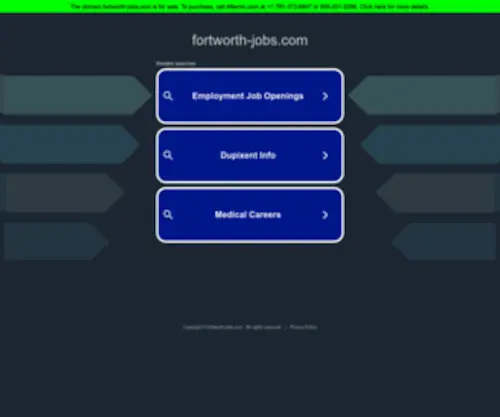 Fortworth-Jobs.com(Forsale Lander) Screenshot