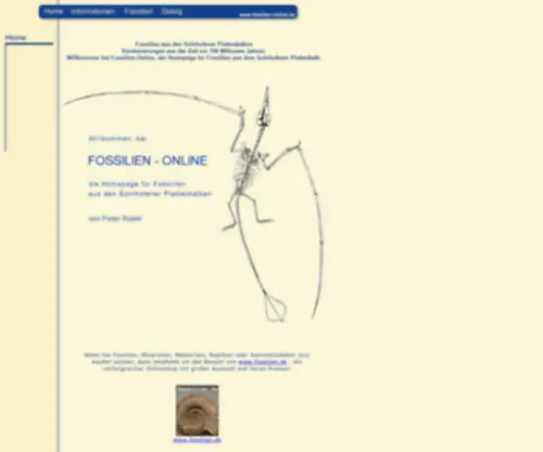 Fossilien-Online.de(Fossilien aus den Solnhofener Plattenkalken) Screenshot