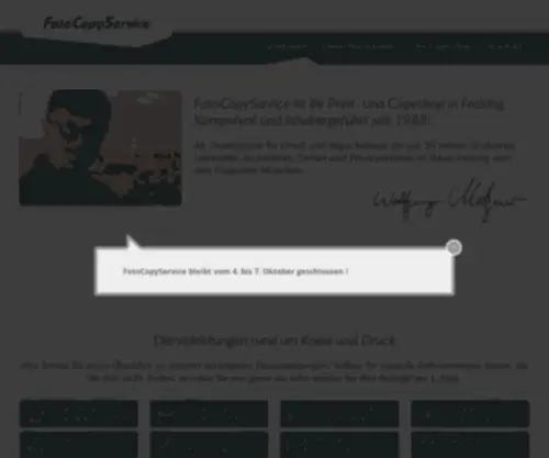 Fotocopyservice.de(Ihr Copyshop und Kopiergeschäft in Freising) Screenshot