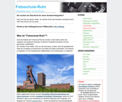 Fotoschule-Ruhr.de(Der Fotokurs für Anfänger) Screenshot